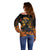 Day of Dead Lady Off Shoulder Sweater Sugar Skull Field Marigold Lady - Wonder Print Shop