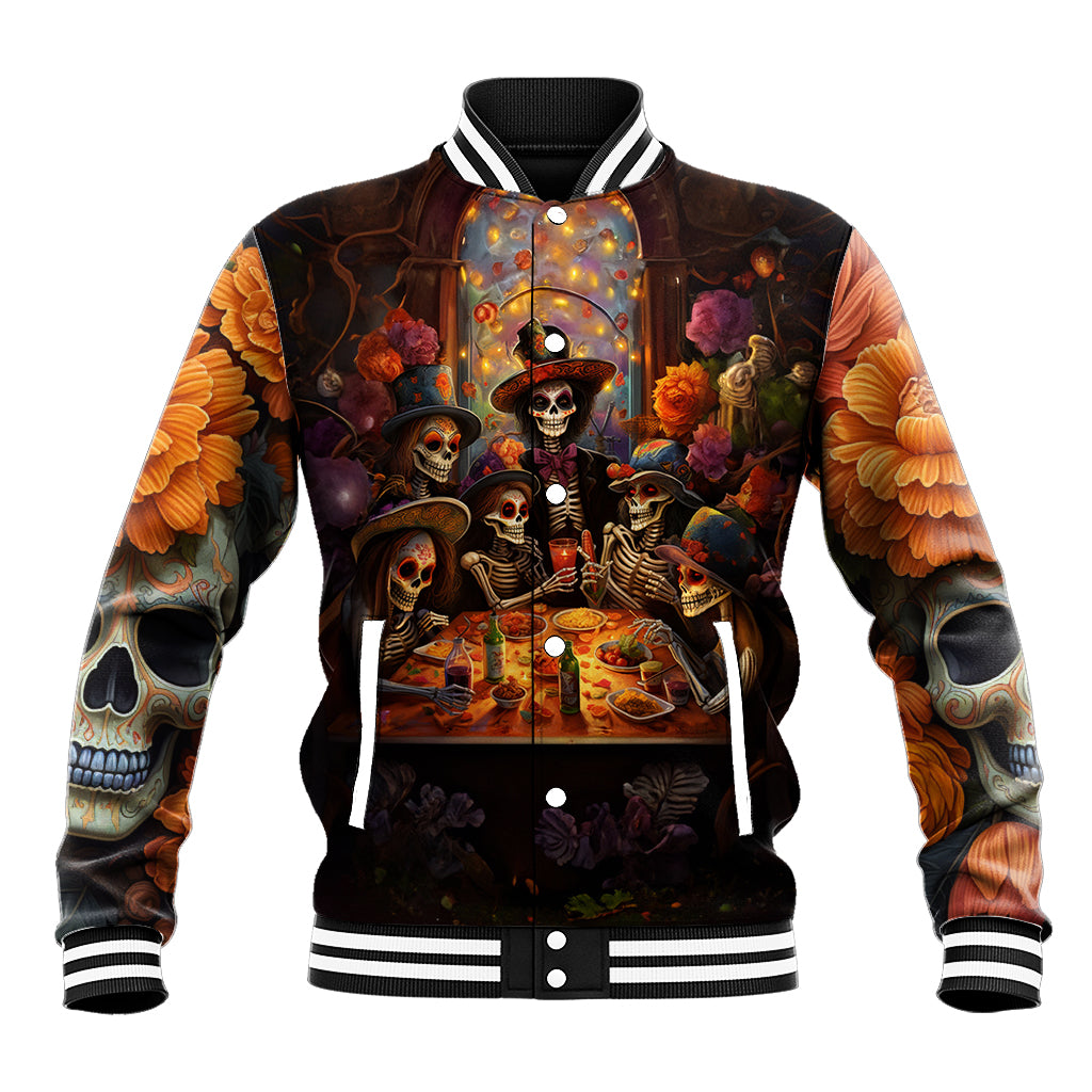 Day of Dead Festival Baseball Jacket Sugar Skull Party Family - Wonder Print Shop