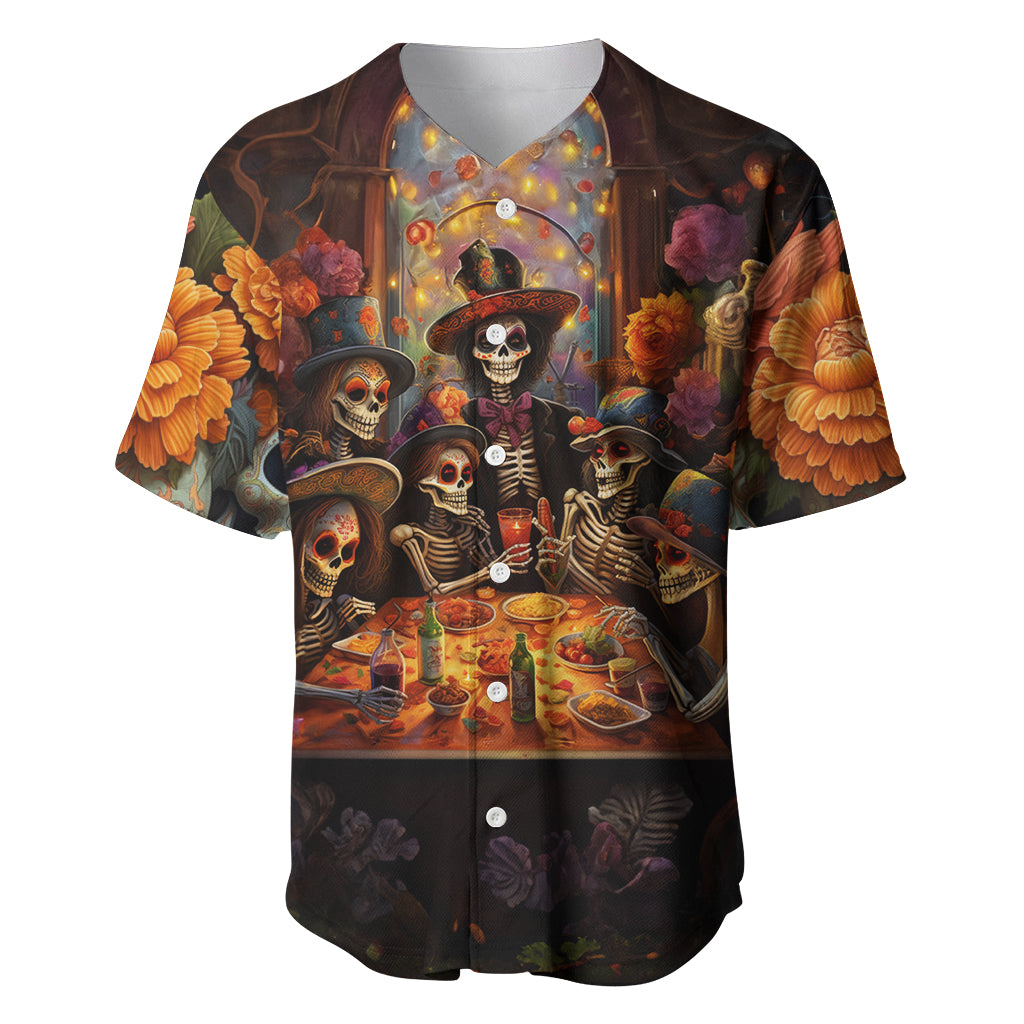 Day of Dead Festival Baseball Jersey Sugar Skull Party Family - Wonder Print Shop