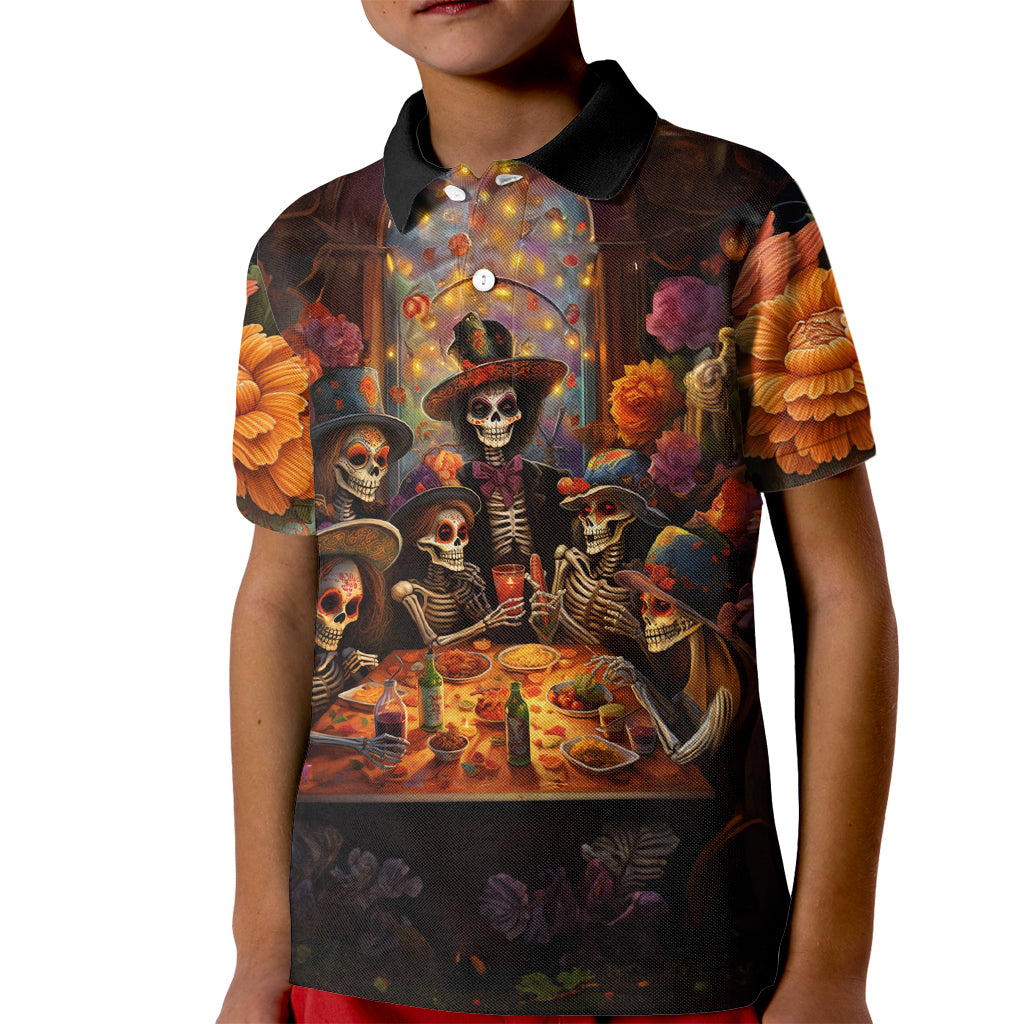 Day of Dead Festival Kid Polo Shirt Sugar Skull Party Family - Wonder Print Shop