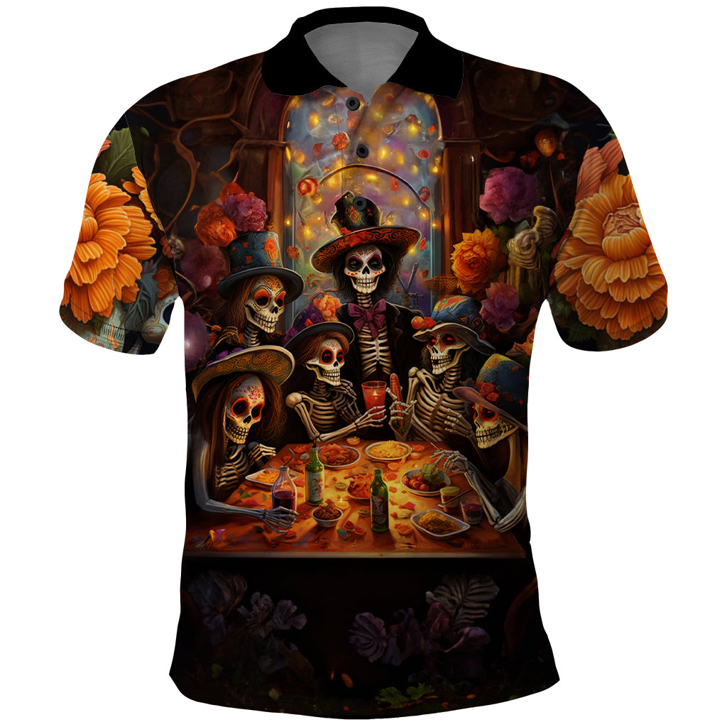 Day of Dead Festival Polo Shirt Sugar Skull Party Family - Wonder Print Shop