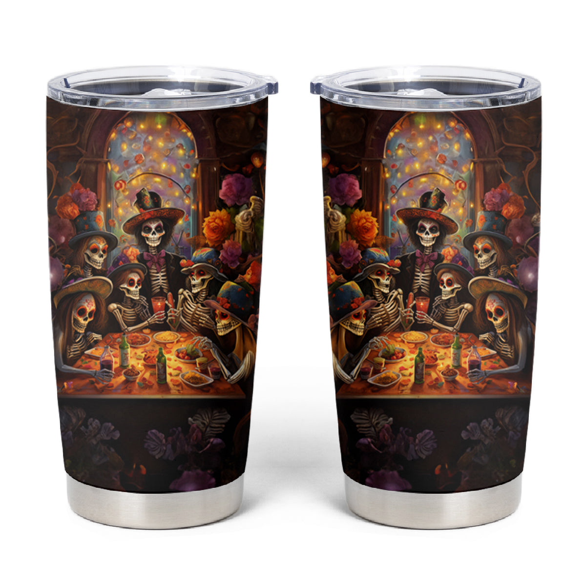 Day of Dead Festival Tumbler Cup Sugar Skull Party Family