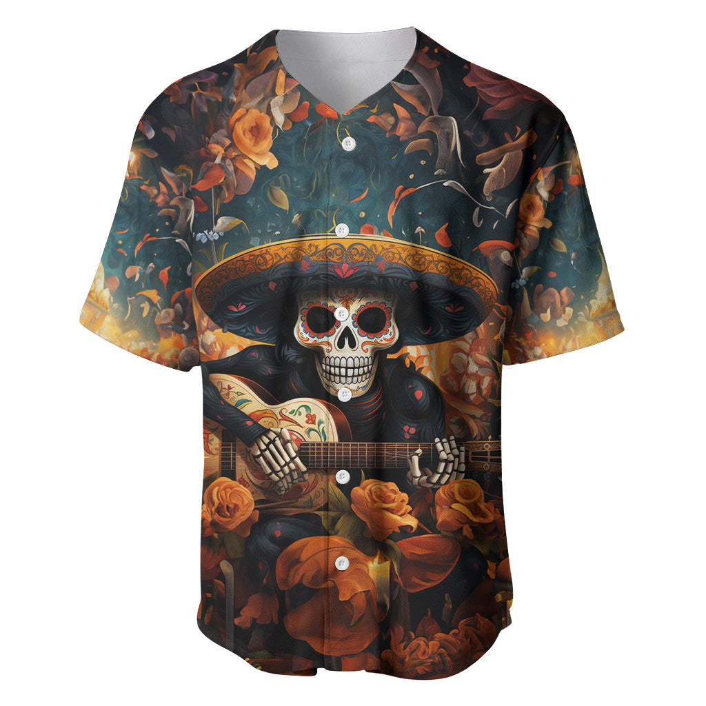 Day of Dead Skull Baseball Jersey Sugar Skull Musican - Wonder Print Shop