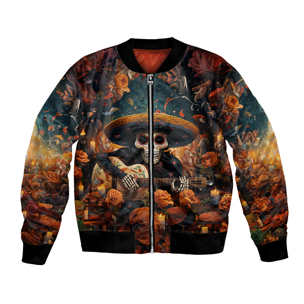 Day of Dead Skull Bomber Jacket Sugar Skull Musican - Wonder Print Shop