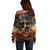 Day of Dead Skull Off Shoulder Sweater Sugar Skull Musican - Wonder Print Shop