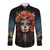 Day of Dead Lady Long Sleeve Button Shirt Sugar Skull Rose Lady - Wonder Print Shop