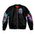 Rose Skull Sleeve Zip Bomber Jacket Fuck Off Problem Solved - Wonder Print Shop