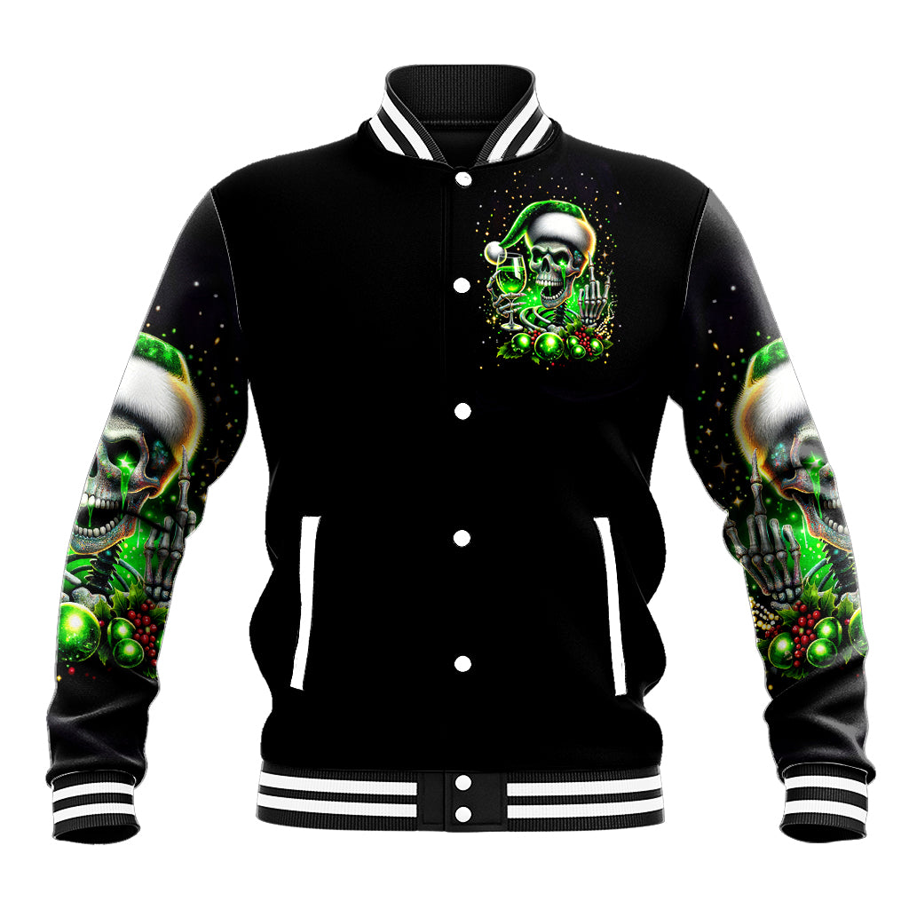 Christmas Skull Baseball Jacket Drink Up Bitches - Wonder Print Shop