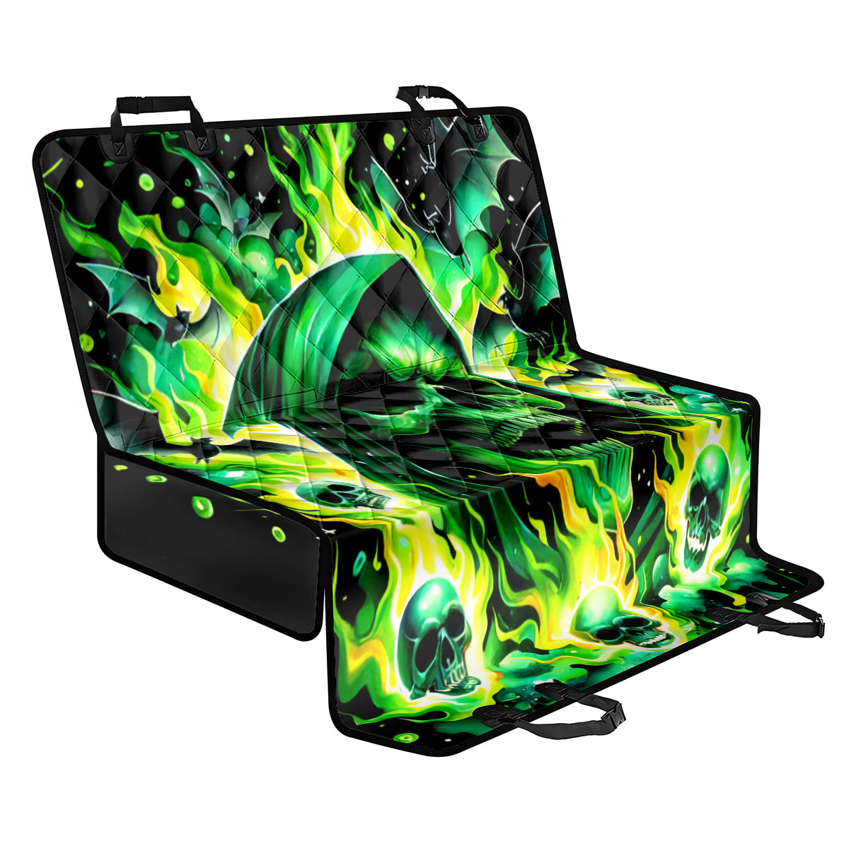 Flame Skull Back Car Seat Cover Heaven Don't Want Me Hell Afraid I Take Over - Wonder Print Shop