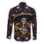 Day of Dead Skull Long Sleeve Button Shirt Sugar Skull Musican - Wonder Print Shop