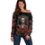 Day of Dead Lady Off Shoulder Sweater Sugar Skull Rose Lady - Wonder Print Shop