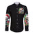 Christmas Skull Long Sleeve Button Shirt On The Naughty List I Regret Nothing - Wonder Print Shop