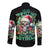 Christmas Skull Long Sleeve Button Shirt On The Naughty List I Regret Nothing - Wonder Print Shop