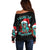 Christmas Skull Lady Off Shoulder Sweater On The Naughty List I Regret Nothing - Wonder Print Shop