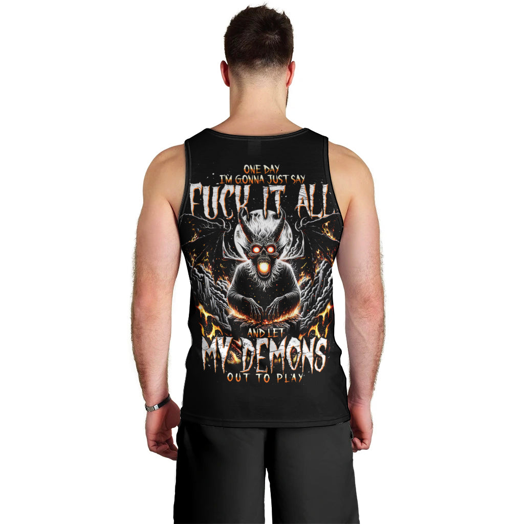 Demon Skull Men Tank Top One Day I Gonna Say Fuck It All - Wonder Print Shop