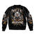 Demon Skull Sleeve Zip Bomber Jacket One Day I Gonna Say Fuck It All - Wonder Print Shop