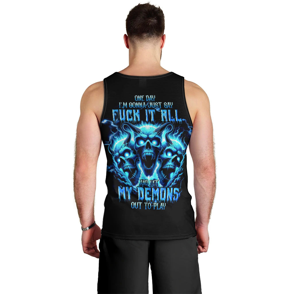 Demon Skull Men Tank Top One Day I Gonna Say Fuck It All - Wonder Print Shop