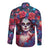 Day of Dead Lady Long Sleeve Button Shirt Sugar Skull Field Rose Lady - Wonder Print Shop