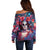 Day of Dead Lady Off Shoulder Sweater Sugar Skull Field Rose Lady - Wonder Print Shop