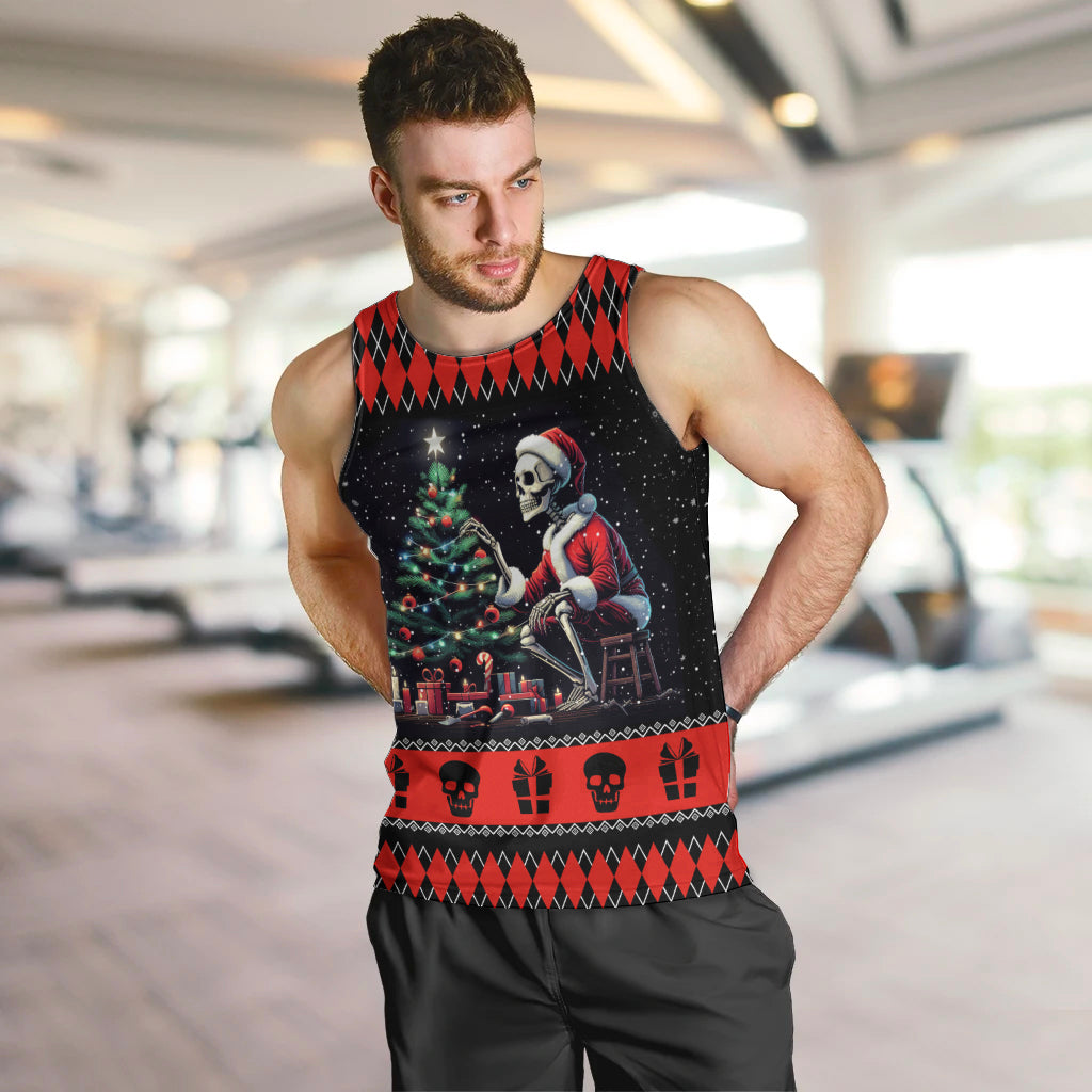 Christmas Skull Men Tank Top Santa Skull Prepairing For Christmas - Wonder Print Shop