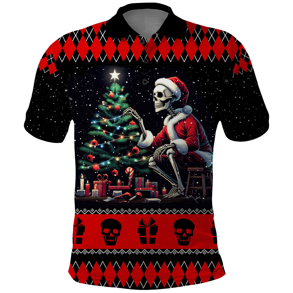 Christmas Skull Polo Shirt Santa Skull Prepairing For Christmas - Wonder Print Shop