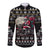 Christmas Skull Long Sleeve Button Shirt Santa Skull Ride Motorbike - Wonder Print Shop