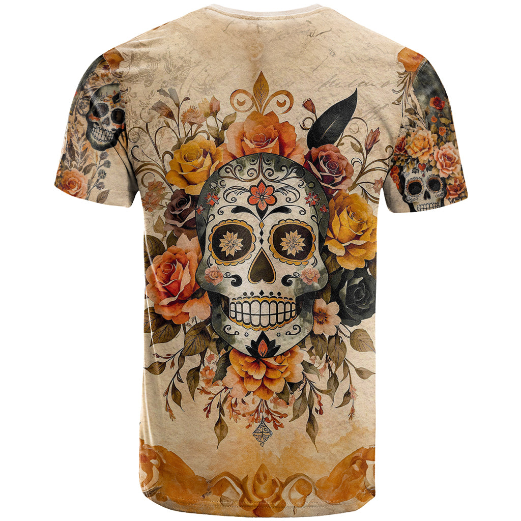 Sugar Skull T Shirt Rose Sugar Skull Vintage - Wonder Print Shop