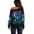 Christmas Skull Girl Off Shoulder Sweater Warning This Tattooed Girl Does Not Play With Stupid People - Wonder Print Shop