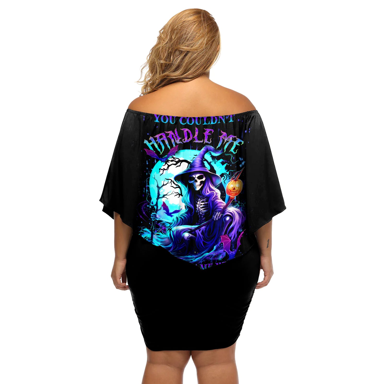 Witch Skull Off Shoulder Short Dress You Couldn't Handle Me Even With Intrustions - Wonder Print Shop