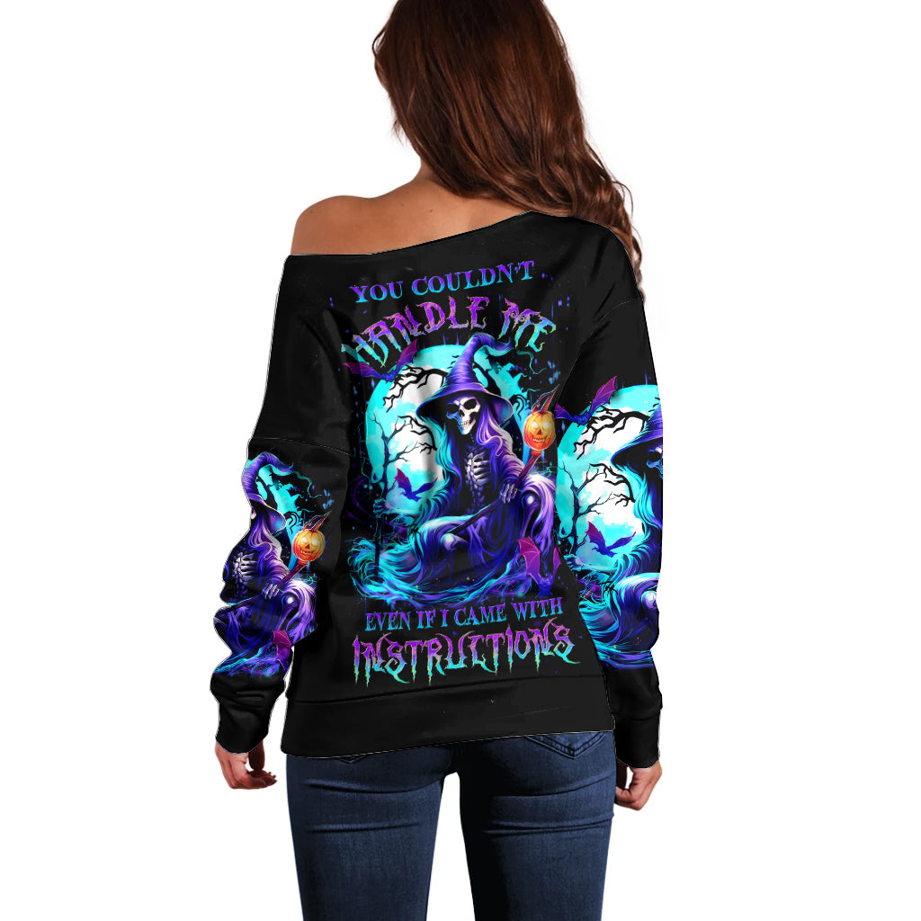 Witch Skull Off Shoulder Sweater You Couldn't Handle Me Even With Intrustions - Wonder Print Shop