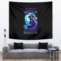 Black witch skull tapestry with colorful central skull mage and smoke-like accents