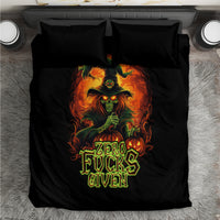 Black bedding set featuring a witch skull flame graphic on the duvet