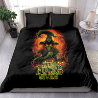 Black witch skull graphic bedding set with matching pillowcases and duvet