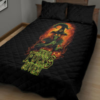 Black quilt bed set with skull graphic, quilted diamond pattern, matching pillowcases