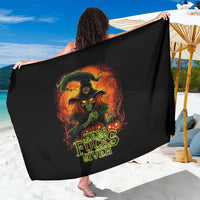 Black witch skull sarong with large center skull graphic and “Zero Fucks Given” text