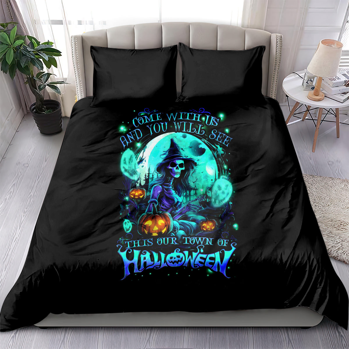 Witch Skull Bedding Set Come With Us And You Will See Our Halloween - Wonder Print Shop