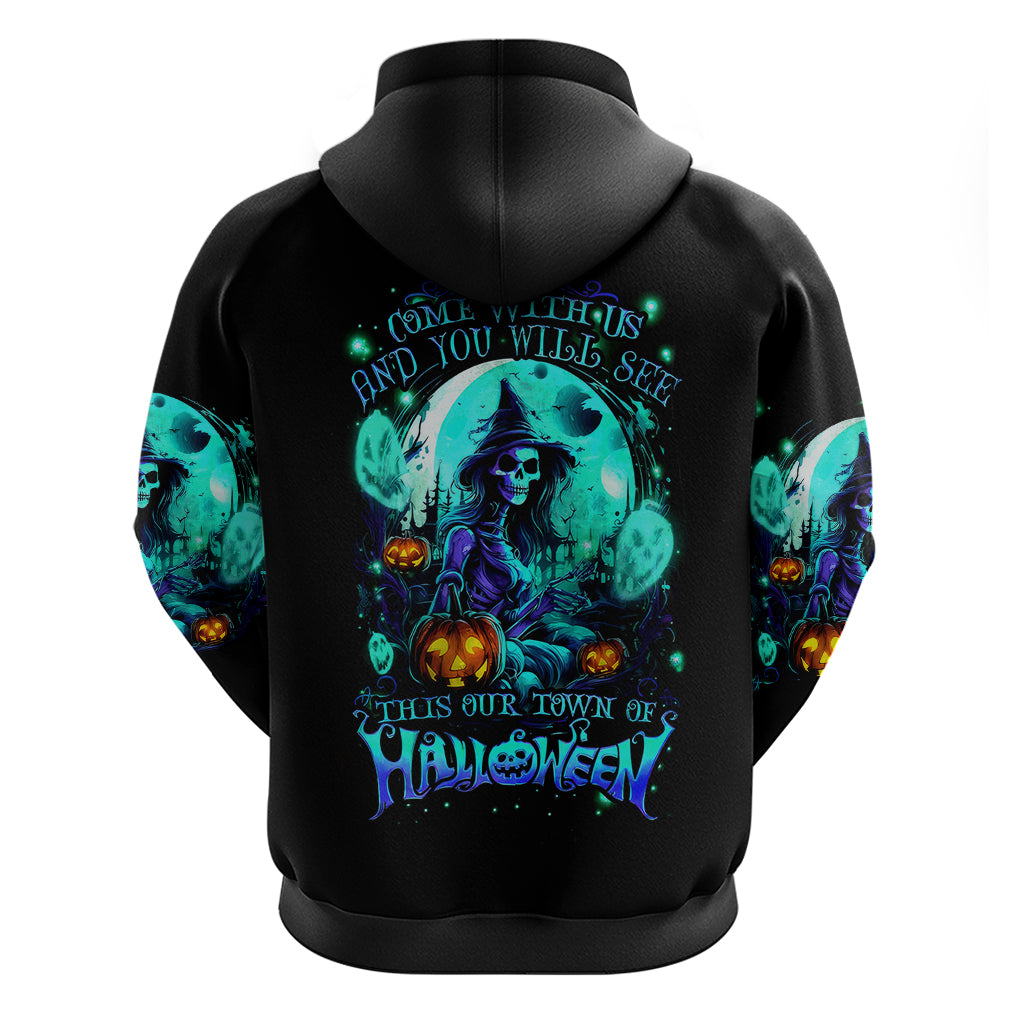 Witch Skull Hoodie Come With Us And You Will See Our Halloween - Wonder Print Shop