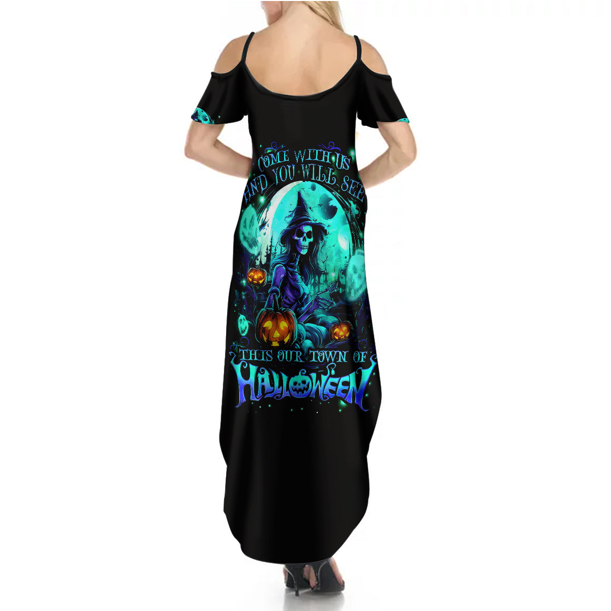 Witch Skull Summer Maxi Dress Come With Us And You Will See Our Halloween - Wonder Print Shop