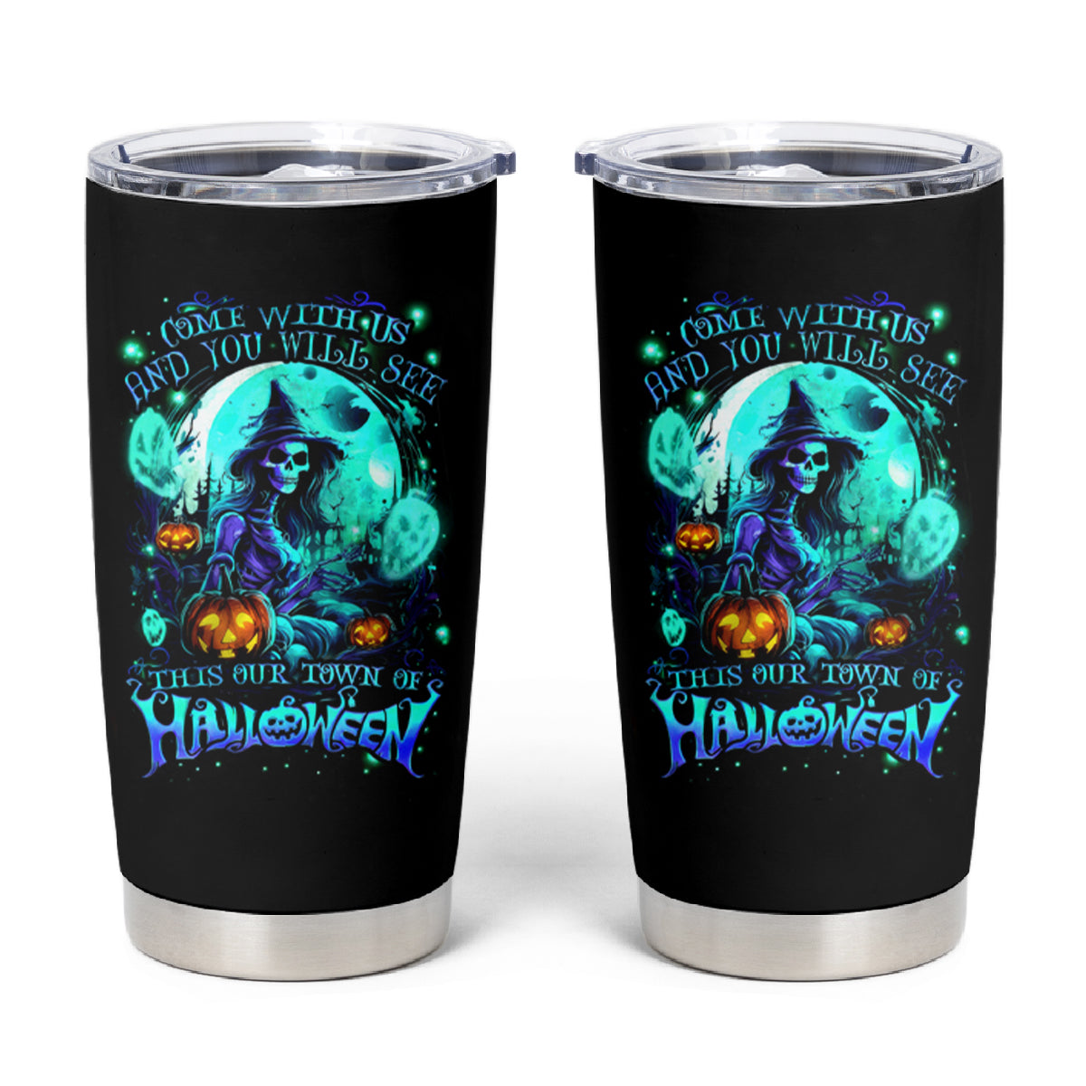 Witch Skull Tumbler Cup Come With Us And You Will See Our Halloween