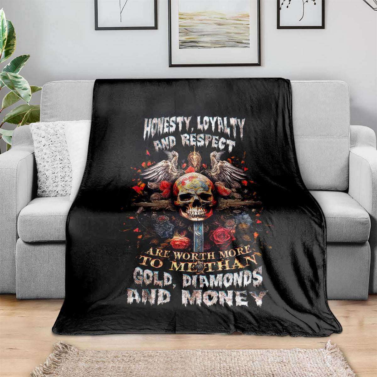 cross-skull-blanket-honesty-loyalty-and-respect-worth-more-than-gold-diamond