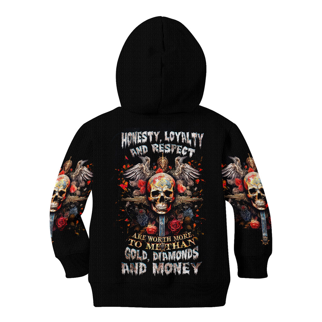 Cross Skull Kid Hoodie Honesty Loyalty And Respect Worth More Than Gold, Diamond - Wonder Print Shop