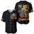 Pumpkin Skull Baseball Jersey I Wan't Go To Hell The Devil Still Restraining Against Me - Wonder Print Shop