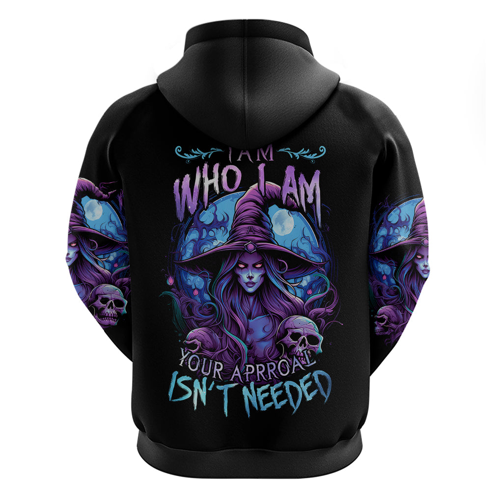 Witch Skull Hoodie Iam Who Iam Your Approval Isn't Need - Wonder Print Shop