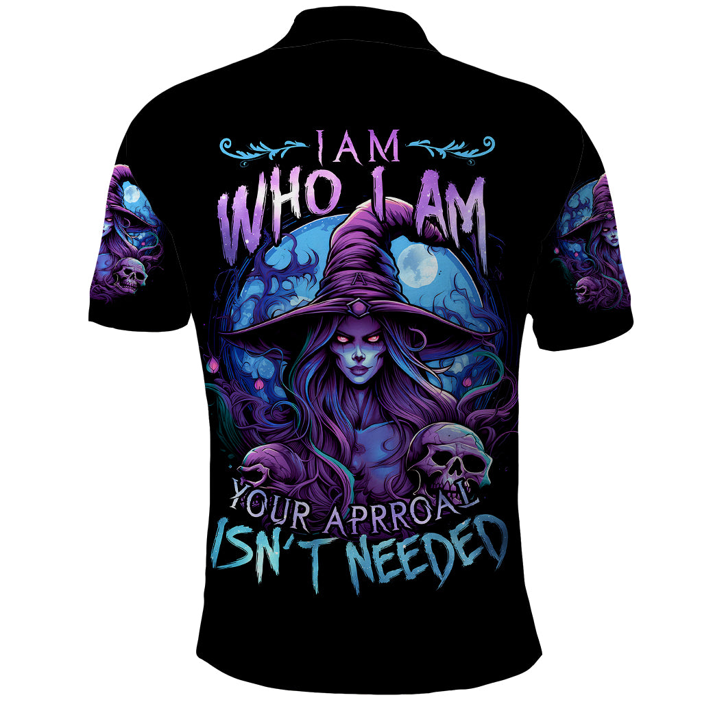 Witch Skull Polo Shirt Iam Who Iam Your Approval Isn't Need - Wonder Print Shop