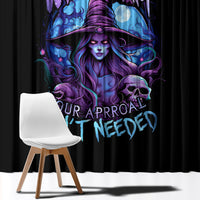Black witch skull window curtain with colorful purple and blue face graphic panel
