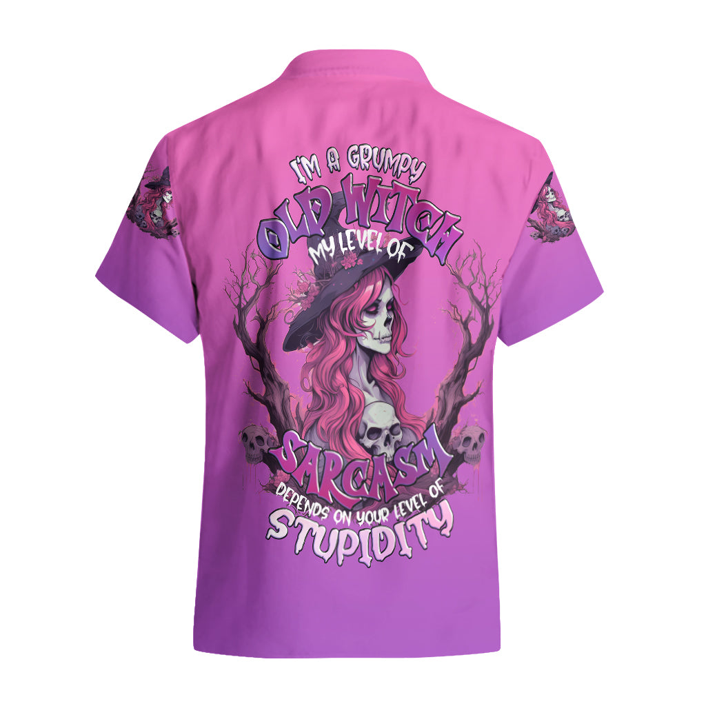 Witch Skull Hawaiian Shirt I'm A Grumpy Old Lady Sarcasm Depends On Your Stupidity - Wonder Print Shop