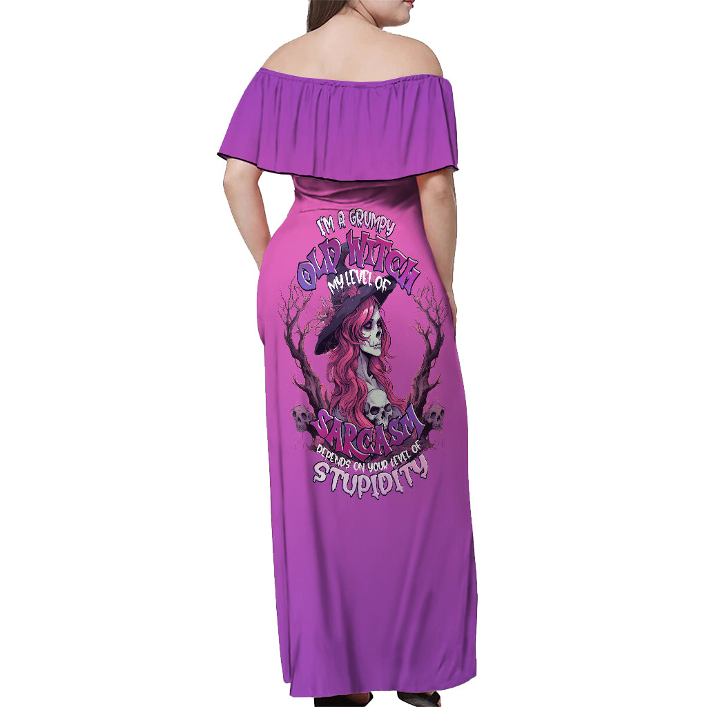 Witch Skull Off Shoulder Maxi Dress i'm A Grumpy Old Lady Sarcasm Depends On Your Stupidity - Wonder Print Shop