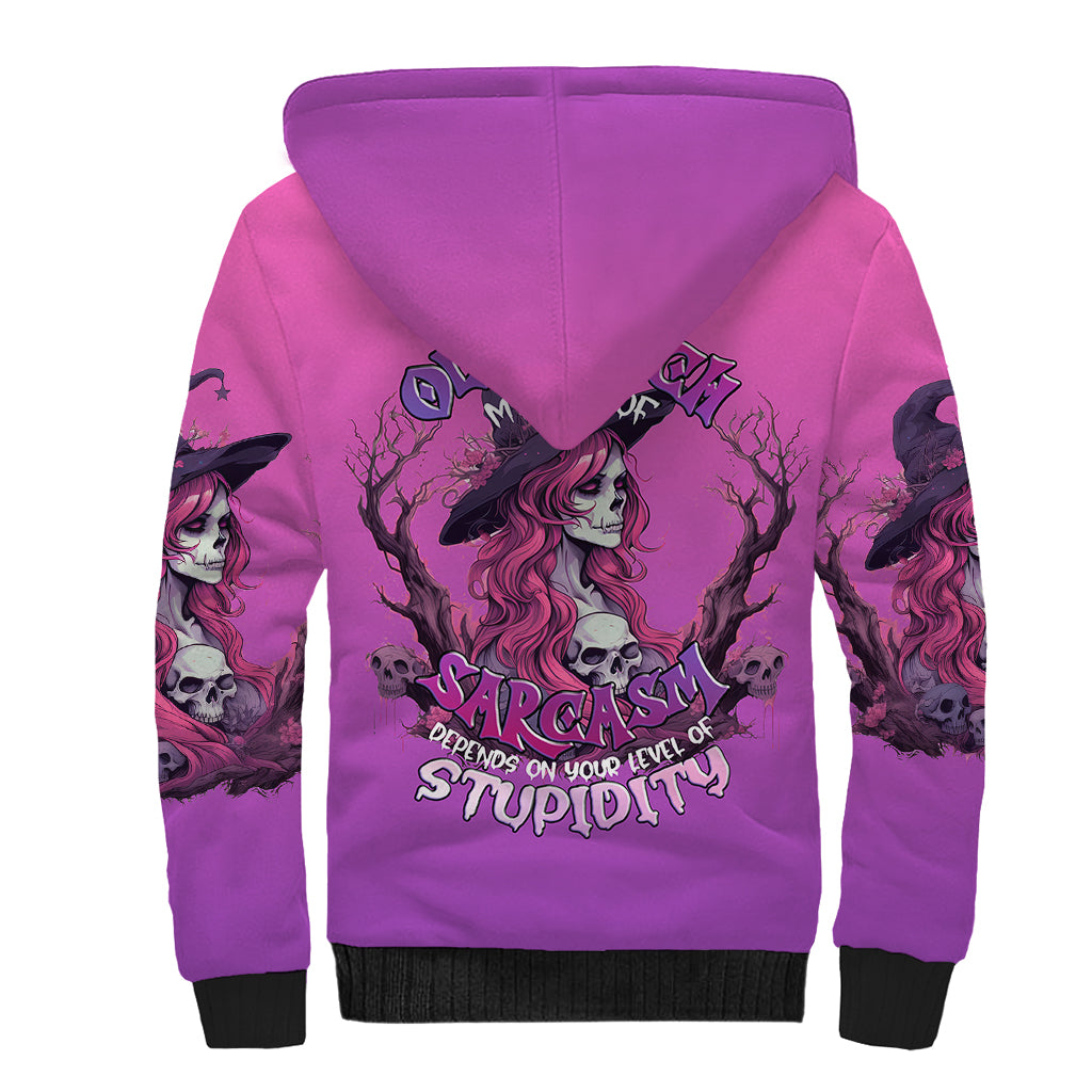 Witch Skull Sherpa Hoodie I'm A Grumpy Old Lady Sarcasm Depends On Your Stupidity - Wonder Print Shop