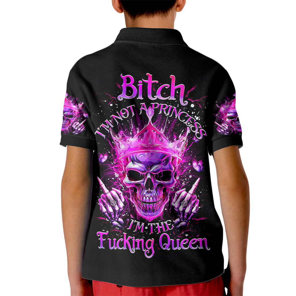 Queen Skull Kid Polo Shirt Bitch I'm Not A Princess I'm The Fucking Queen - Wonder Print Shop