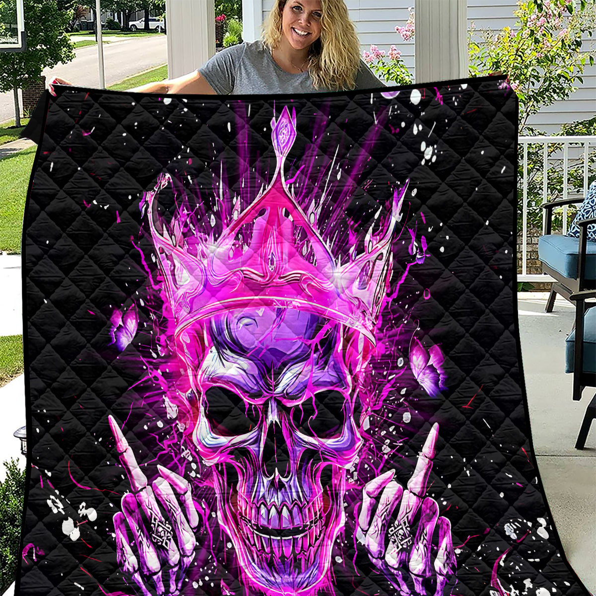 Queen Skull Quilt Bitch I'm Not A Princess I'm The Fucking Queen